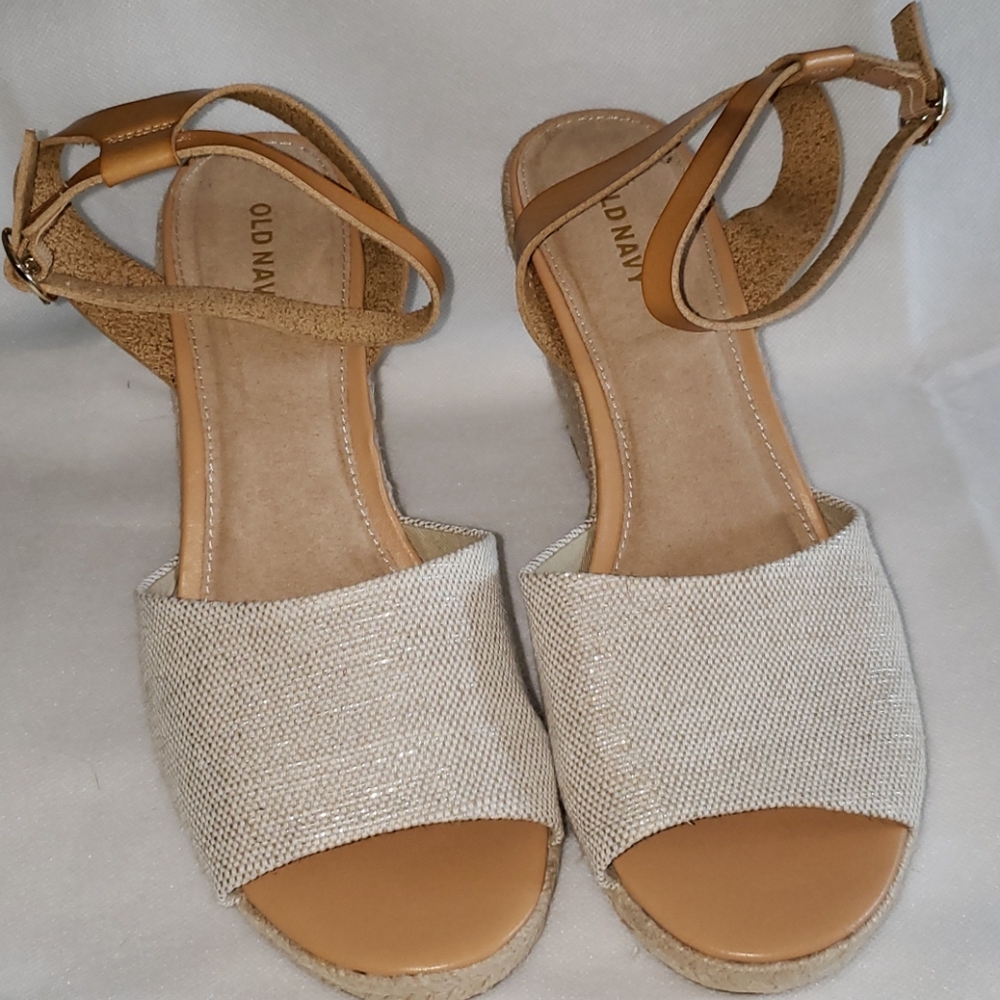 Old Navy Natural-Beige Espadrille Wedge Sandals